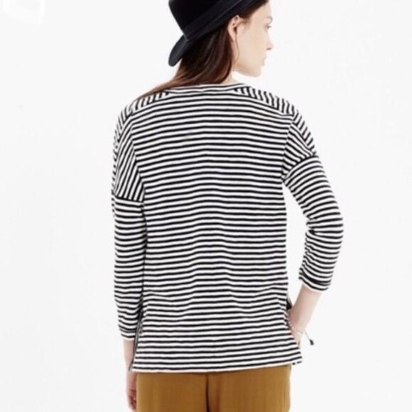 Madewell Black And White Striped Side Button Shirt Small - Picture 9 of 10